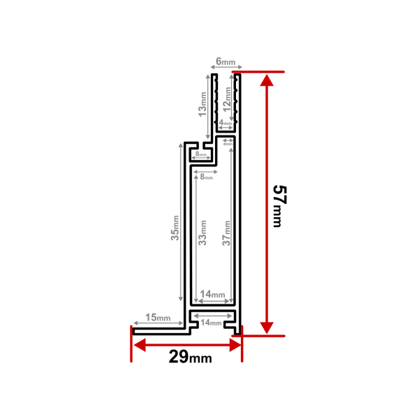 Профиль алюминиевый 6см для ткани 6м (KB-06K)